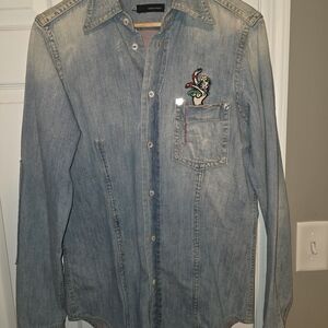 DSQUARED2 Light Wash Denim Button-Down Shirt Size 50 .100% Authentic